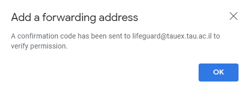 Message saying that a confirmation mail was sent